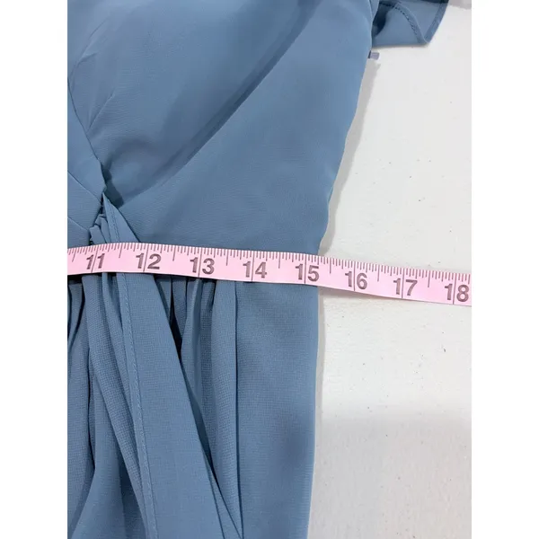 Revelry Maxi Dress Blue Chiffon Flutter Sleeve Wrap Gown Size 10 - Image 9