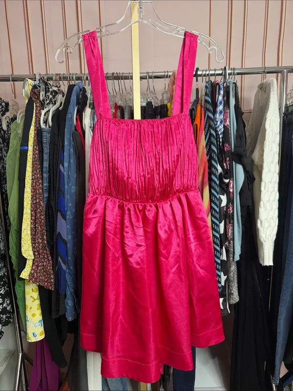 Maeve Anthropologie Bow-Tie Satin Mini Dress Pink. Size 4 - Image 2