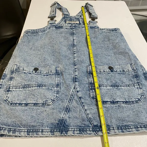 Free People We The Free Denim Overall Dress XS Acid Wash Mini Pinafore Y2K - Image 6
