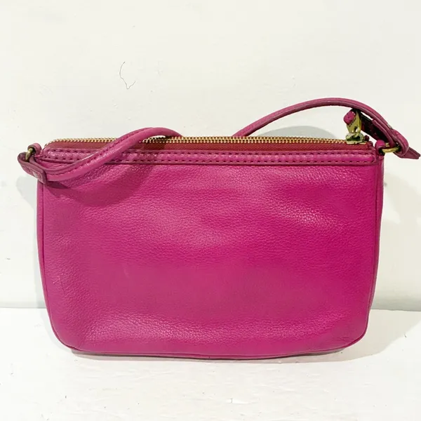 Fossil Erin Fuschia Pebbled Leather Bag‎ Top Zip Multi-Pocket Crossbody Bag - Image 5