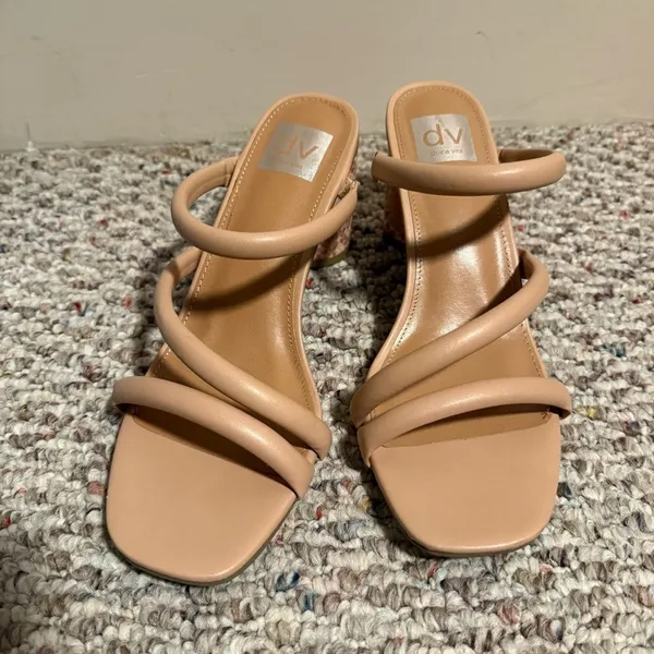 DV Dolce Vita Myla Chunky Round Heel Sandals in Natural Multi- Size 9.5 - Image 4