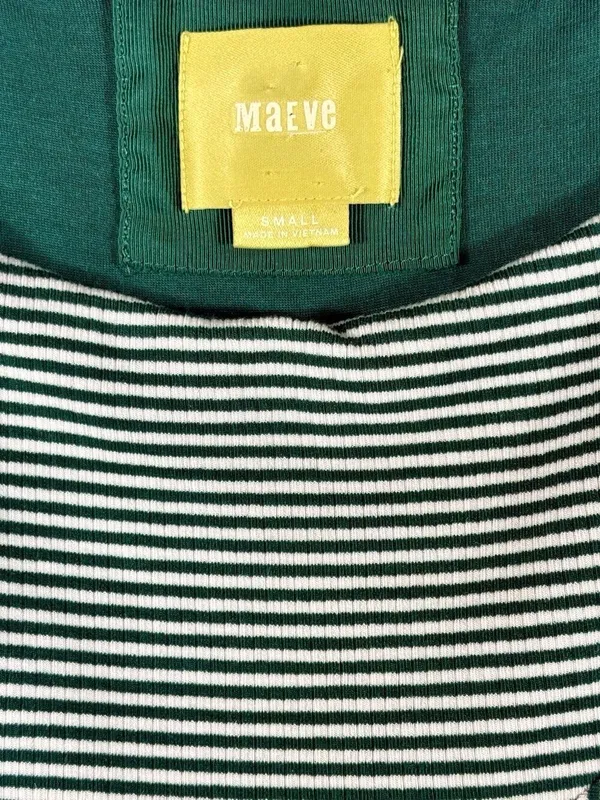 Anthropologie Maeve Cameron Striped Asymmetrical Green Dress Small Boho - Image 4