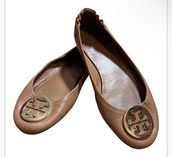 Tory Burch Minnie Travel Nappa Leather Ballet Flats in Tan - Image 2