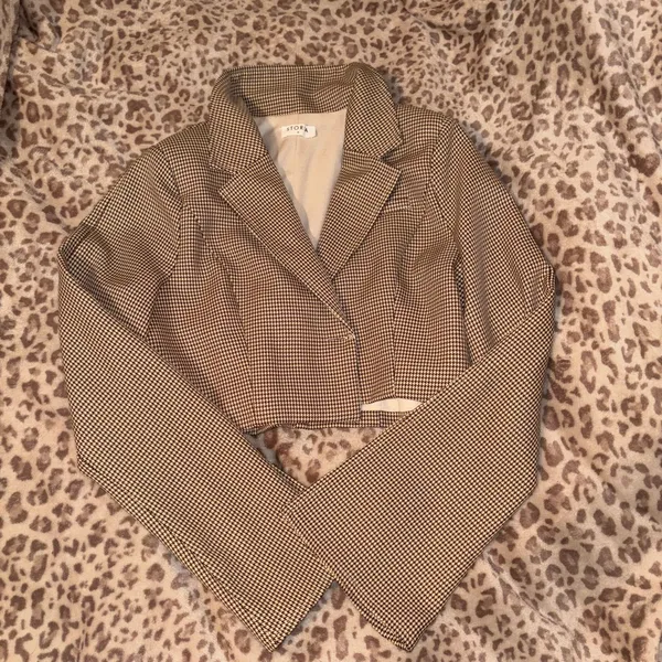 Chloe Stora cropped houndstooth blazer Multiple Size M - Image 3