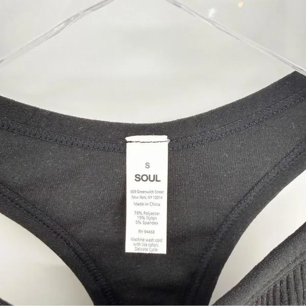 SoulCycle Longline Ribbed‎ Sports Bra Women's Small Black Activewear - Image 5