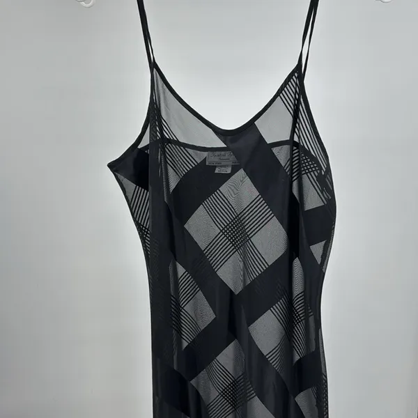 Black sheer silky asymmetrical M nightgown chemise sexy pajamas slinky vintage - Image 6