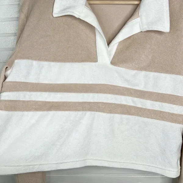 7 For All Mankind Women's Cropped Terry Cloth V-Neck Sweater Multicolor Size M - Image 3