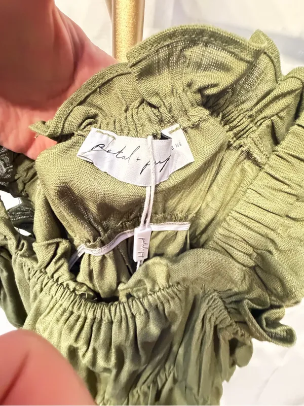 Petal & Pup- NWT- Orion Frill Strap Mini Dress - Olive Small - Image 12