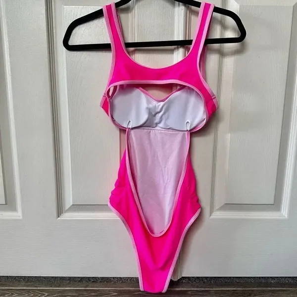 Shein pink one peice cut out bathing suit - Image 2