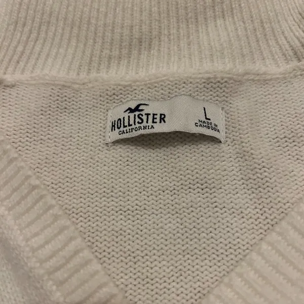 Hollister off white maroon collared Retro Sweater Women size Large - Image 6