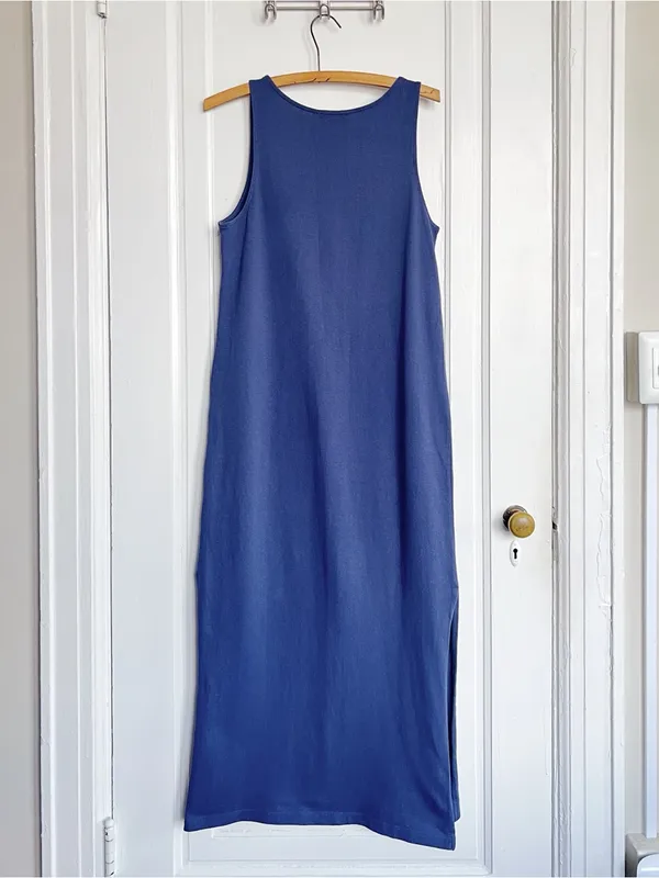 Sezane • Ariana Dress navy blue sleeveless tank cotton knit midi maxi - Image 10