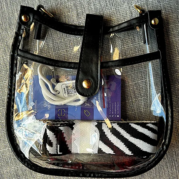 NWT‎ Clear Black Trim Crossbody Bag with Zebra Print Adjustable Strap - Image 5