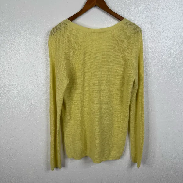 Eileen Fisher Butter‎ Yellow Organic Linen Cotton Blend Sweater Size Large - Image 2