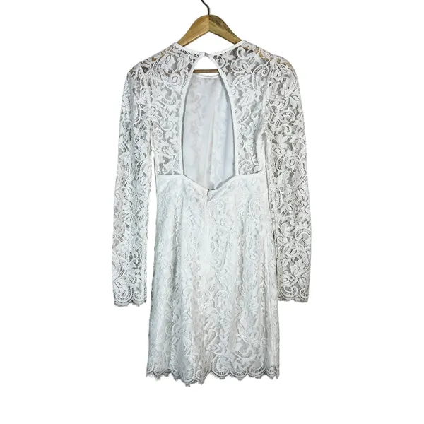 Anna Grace Floral Lace Graduation Mini Dress Open Back White Romantic Size S - Image 4