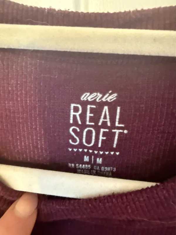 Aerie Real Soft Maroon Long Sleeve Tee - Image 5
