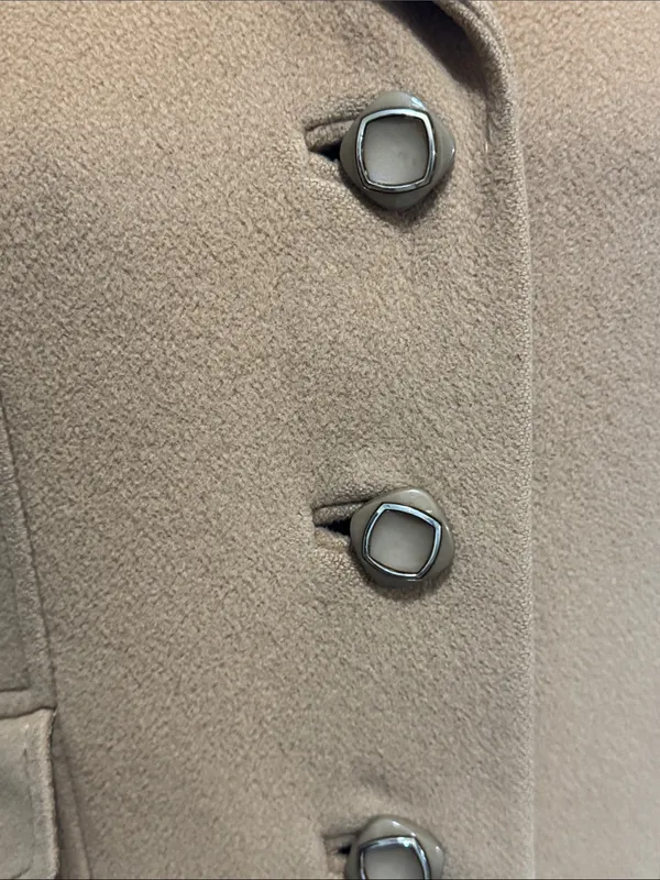 Vintage 1970s 100% Cashmere Metallic Dome Buttons Tailored A-Line Coat - Image 4