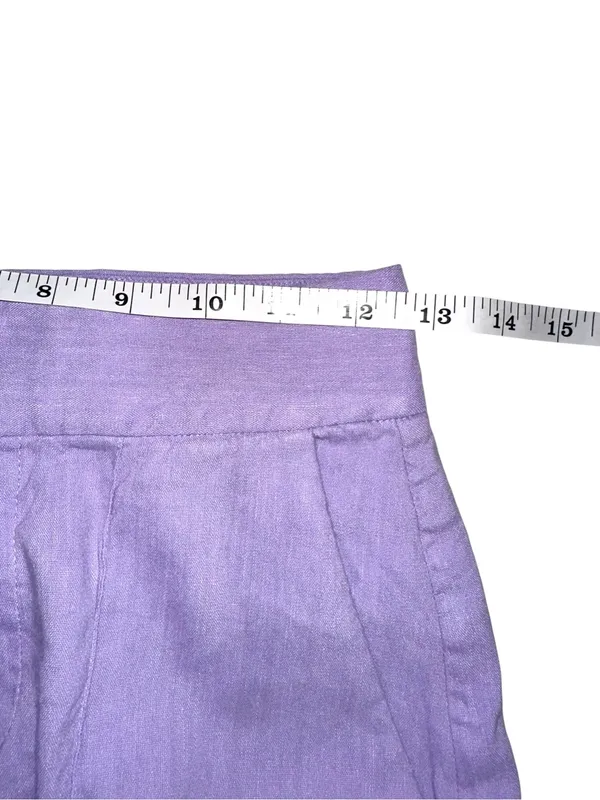 Alice + Olivia Dylan Linen Blend High Waist Wide Leg Purple Pants 0 in Solstice - Image 9
