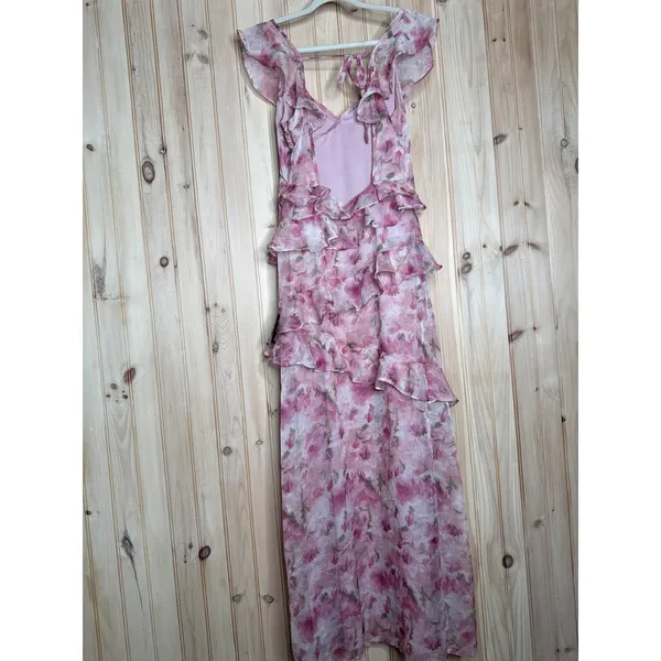 NWT Lulus Evangeline Pink Floral Ruffle Maxi Dress Cruise Resort Gala Banquet XL - Image 6
