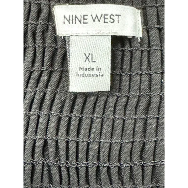 Nine West Womens Black Sweetheart Neckline Smocked Back Jumpsuit XL Tapered Leg - Image 5
