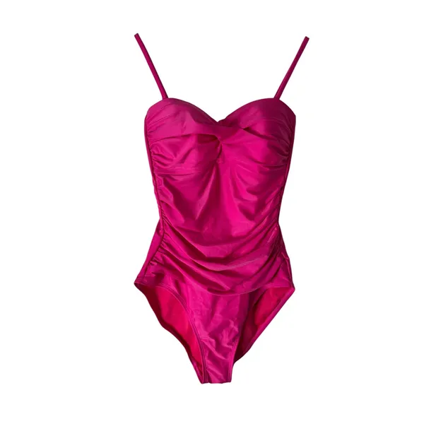 Relleciga Neon Rose One Piece Swimsuit Ruched‎ Sweetheart Women's Size Small - Image 6
