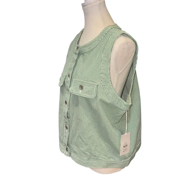 Free Assembly Button front sleeveless stripe top - Image 6
