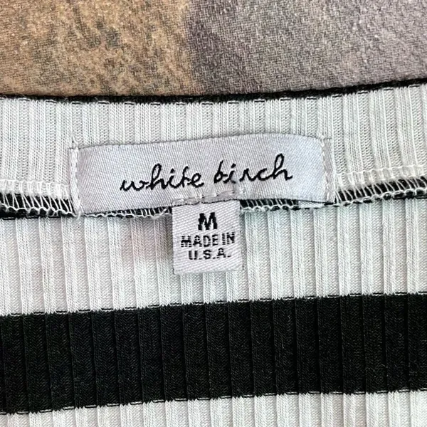 White Birch Black White Strip Sleeveless Ruffle Tank Medium - Image 7