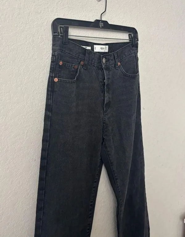 Mango Black/Gray straight Leg Jeans size 6 - Image 3