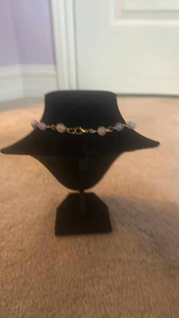 Pink Purple and Blue Gold Pennant Necklace - Image 3