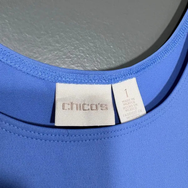 Chico's Blue Minimalist Shell Tank Top Scoop Neck - Size 1 (Medium 8/10) - Women - Image 4