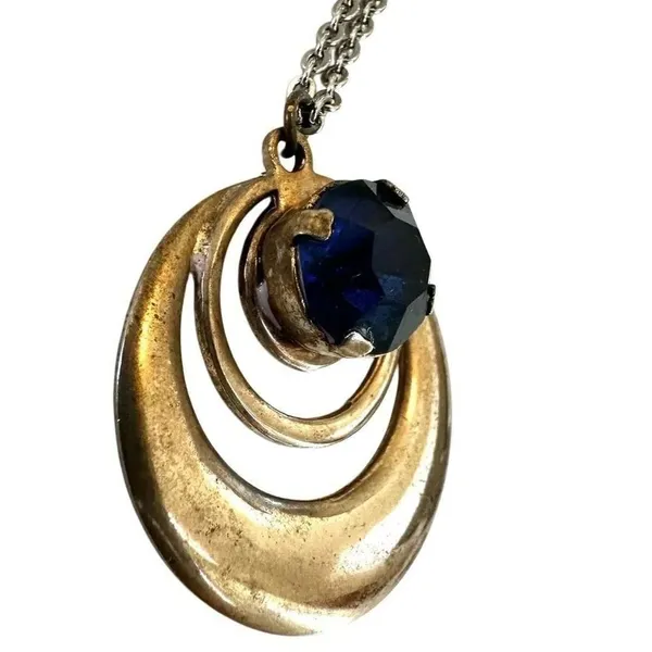 Silver tone blue pendant necklace - Image 9