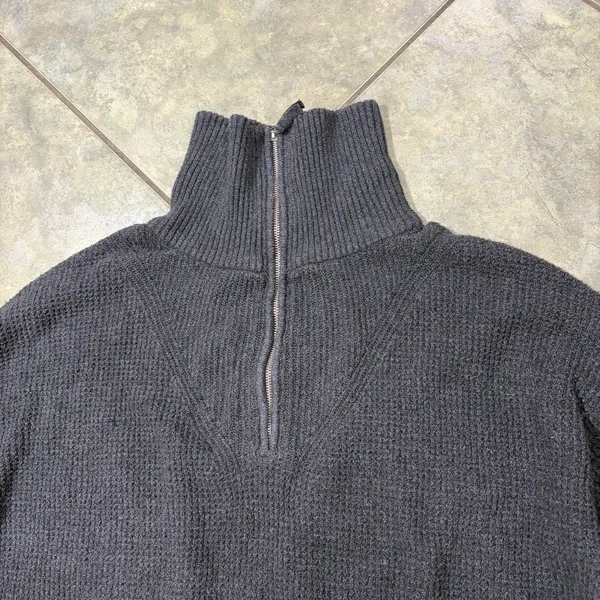 Aerie Women's Sweater CozyUp Waffle Knit Quarter Zip Gray Boxy Oversized Sz S - Image 2