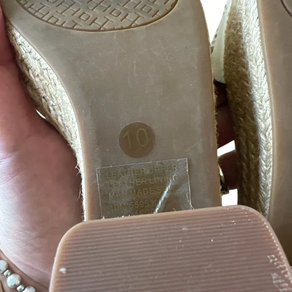 Tory Burch Roselle Platform Espadrille Wedges‎ White Leather 10 - Image 9