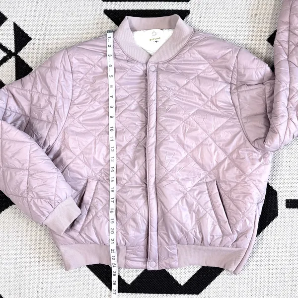 OFFLINE By Aerie Diamond Quilted Sherpa Lined Puffer Bomber Jacket XL - Image 8
