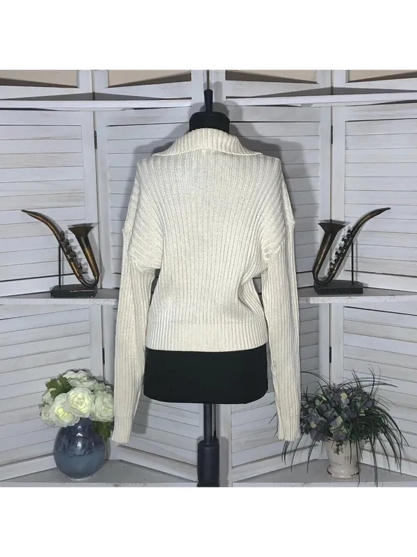 Vintage 90s cream cardigan cotton ribbed cottage peppy Fisherman Coastal cowgirl - Image 2