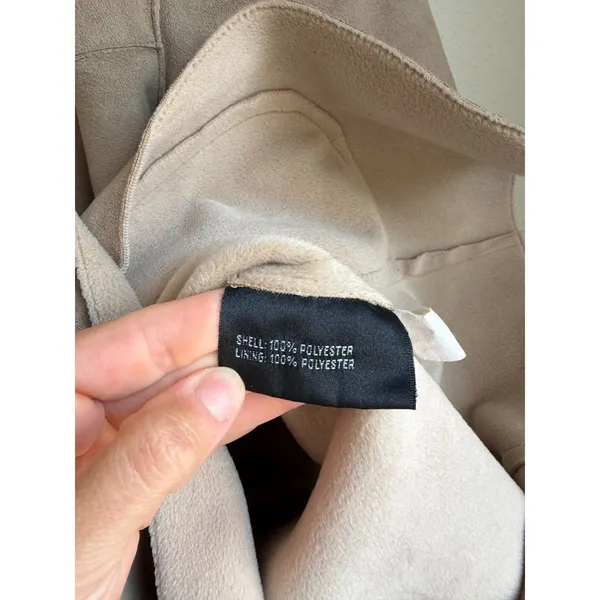 American Vintage BAGATELLE Vintage 90s Tan Beige Faux Suede Button Front Jacket Coat Womens Small - Image 5