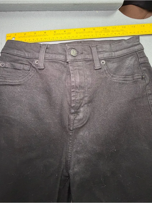 7 For All Mankind Black coated waxed flare boot cut Jeans 25 inch waist size 0-2 - Image 6