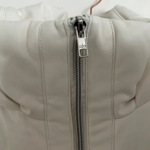 Alo Yoga Faux Leather Boss Puffer Ivory S - Image 7