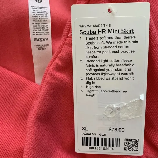 Lululemon HR Scuba Mini Skirt XL New NWT Pink Glaze Coral RARE HTF - Image 5