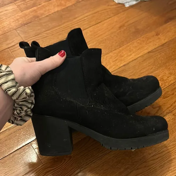 Suede Black Booties Size 8 - Image 4