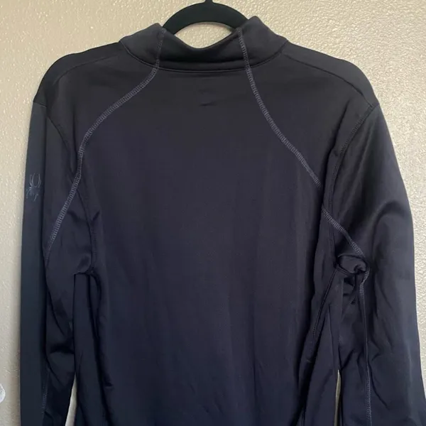 SPYDER Active 1/4 HALF Quarter Zip‎ Fleece Lined Pullover Jacket Med Mens BLACK - Image 3