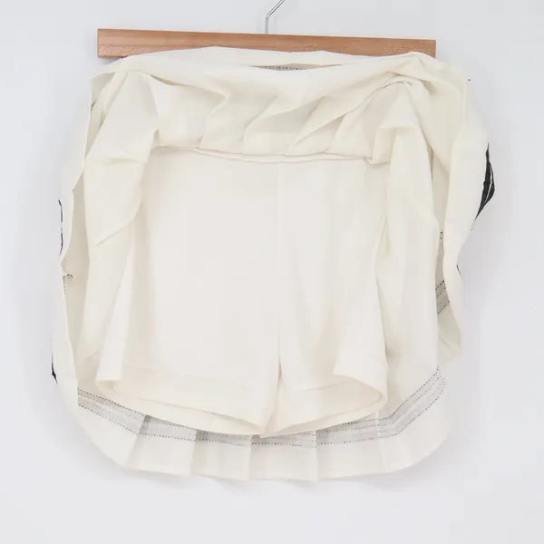 Unbranded Skort Womens L Pleated Tennis Cream Striped Hem Mini Good - Image 4
