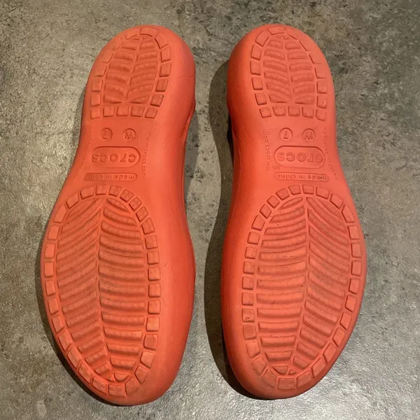 Crocs Malindi Women’s 7 Coral Orange Slingback Flat Slip On Ballet Teardrop Shoe - Image 8