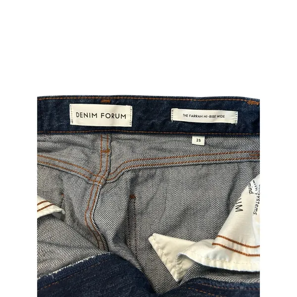 Denim Forum The Farrah Hi-Rise Wide Leg Jeans Dark Indigo Blue Dark Academia - Image 4