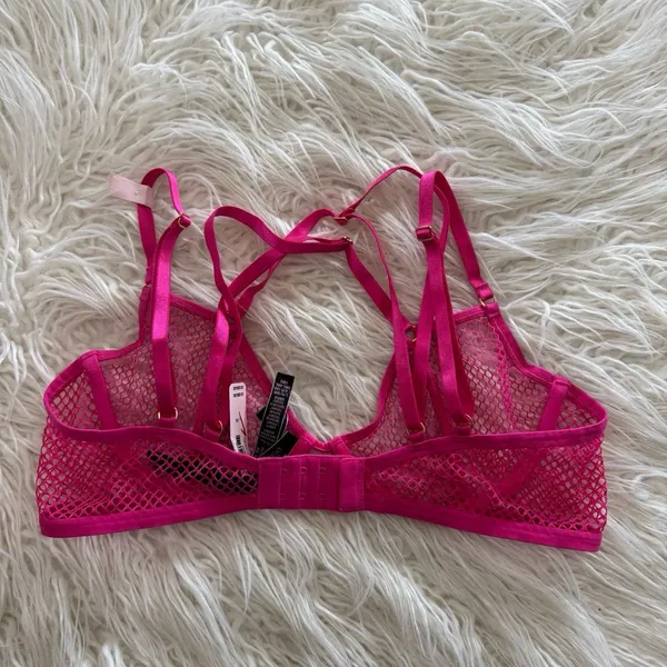 Victoria's Secret Very Sexy Fishnet Open-Cup Low-Cut Demi Bra Pink Size Large - Image 8