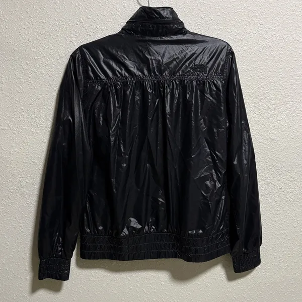 The North Face Hide away hoodie Woman's Black Shiny Windbreaker Full‎ Zip Small - Image 10