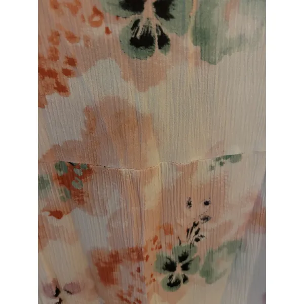 American Rag Floral V-Neck Blouse Bell Sleeve Boho Top Peach Green Large - Image 7