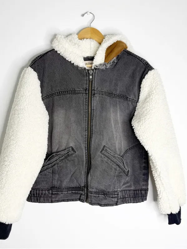 Free People We The Free Perry Hooded Denim Sherpa Jacket XS - Image 7
