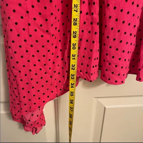 Zara Hot Pink Ruched Polka Dot Dress Fuchsia Black NWOT Small - Image 11