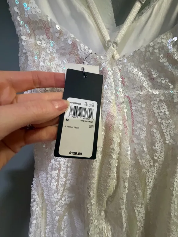 Guess White/ Iridescent Sequin Dress - Image 7