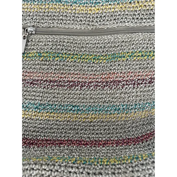 The Sak Belle Shoulder Hobo Bag Striped Crochet Purse Boho Y2K Earthy Hippie - Image 3